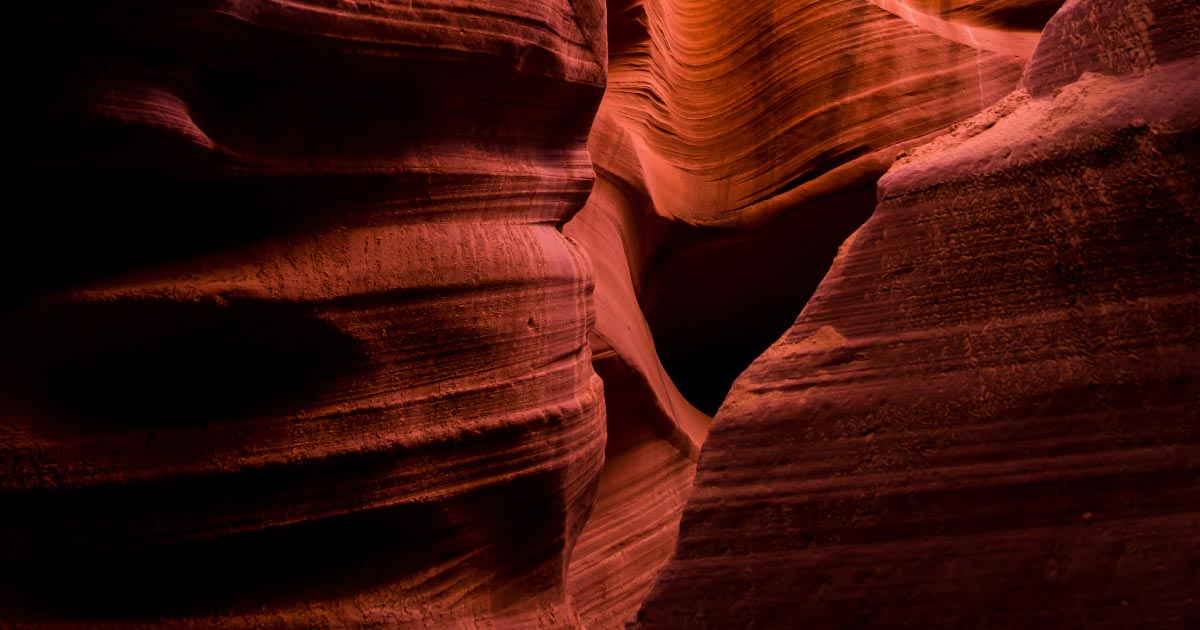 Darkened shadow section of Lower Antelope Canyon
